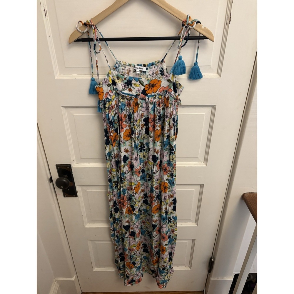 Anthropologie Celina Moon Sundress Maxi Dress Floral Tassel Tropical Resort XS‎